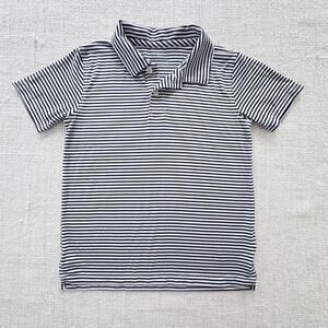 Crewcuts Performance Navy & White Striped Polo EUC 6/7